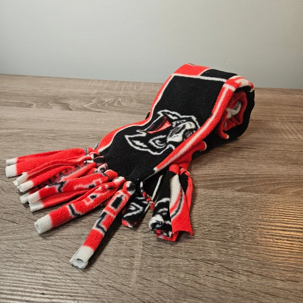 NC State Wolfpack Fleece Scarf Red Black White NCAA Collegiate Fringe Winter